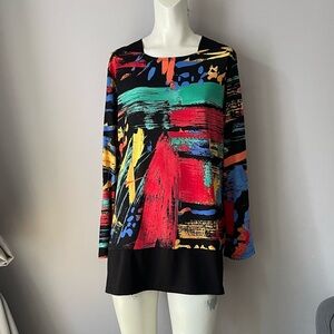 Jess & Jane Abstract Art Colorful Tunic Top
